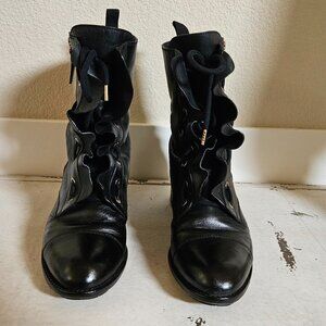 Valentino Garavani Women’s Black Leather Lace-Up Combat Boots EU 39 US 9